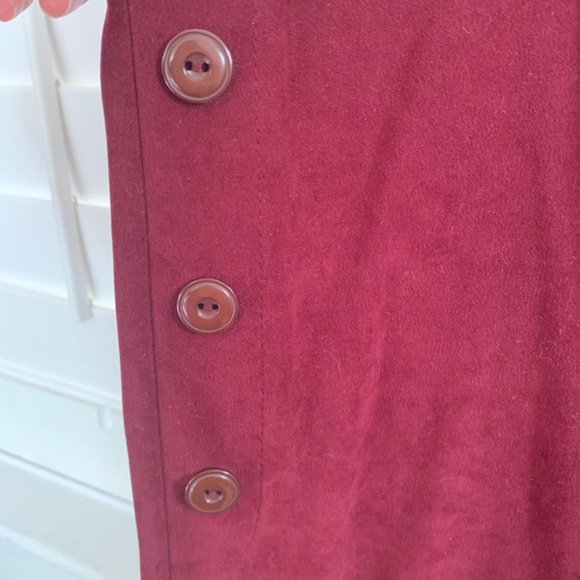 Vintage 80s rich burgundy maxi suede-like dress with front pockets - Picture 6 of 7